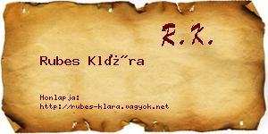 Rubes Klára névjegykártya